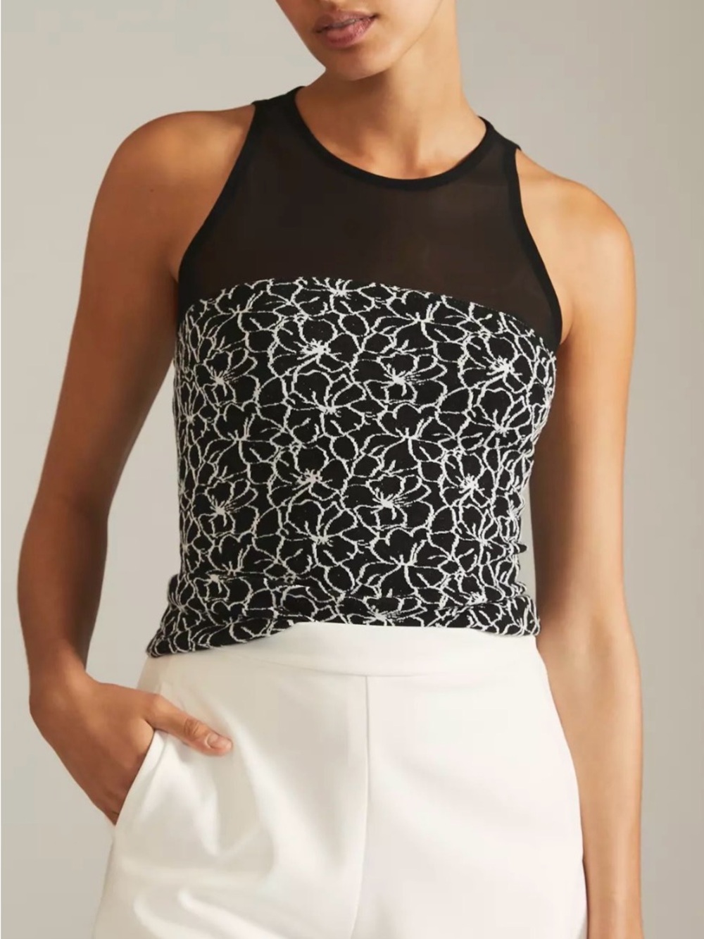 Maeve Black and White Anthropologie Illusion Top